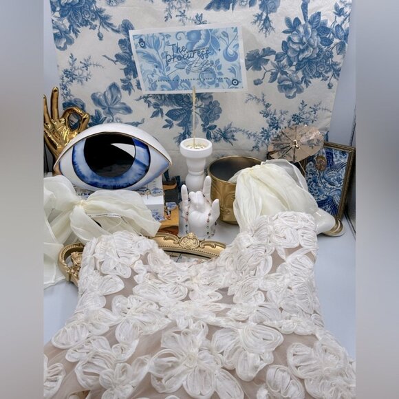 🆕 BRONX & BANCO 🧿 NWOT Sabrina White Bridal Midi Dress, Sz L / US 8 - Picture 2 of 16